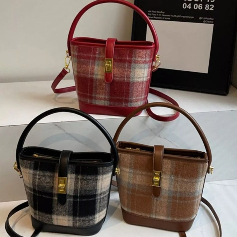 Maelle – Women's Shoulder Bag with Large Storage Space and Checkered Pattern