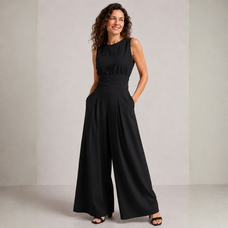 Chic Sleeveless Wide Leg Jumpsuit with Tie Waist