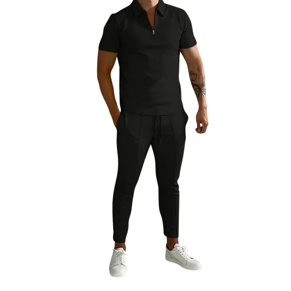 Dylano – Tweedelige Set met Korte Mouwen Overhemd en Broek met Trekkoord Velani