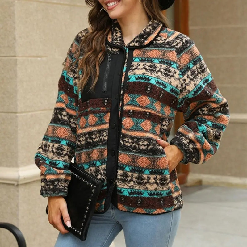 Ava – Long Sleeve Jacket With Zipper Pocket And Button Closure