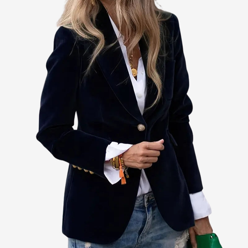 Alina – Long Sleeve Jacket with Lapel Collar and Button Closure
