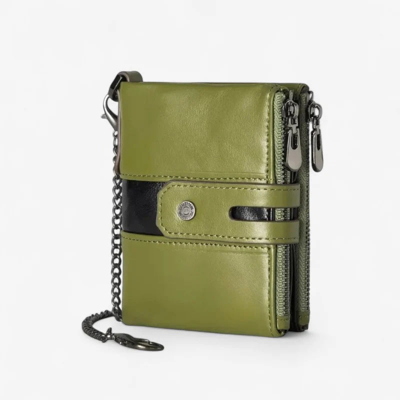 Wouter – Portemonnee met Kettingband en Dubbele Ritssluitingen Velani