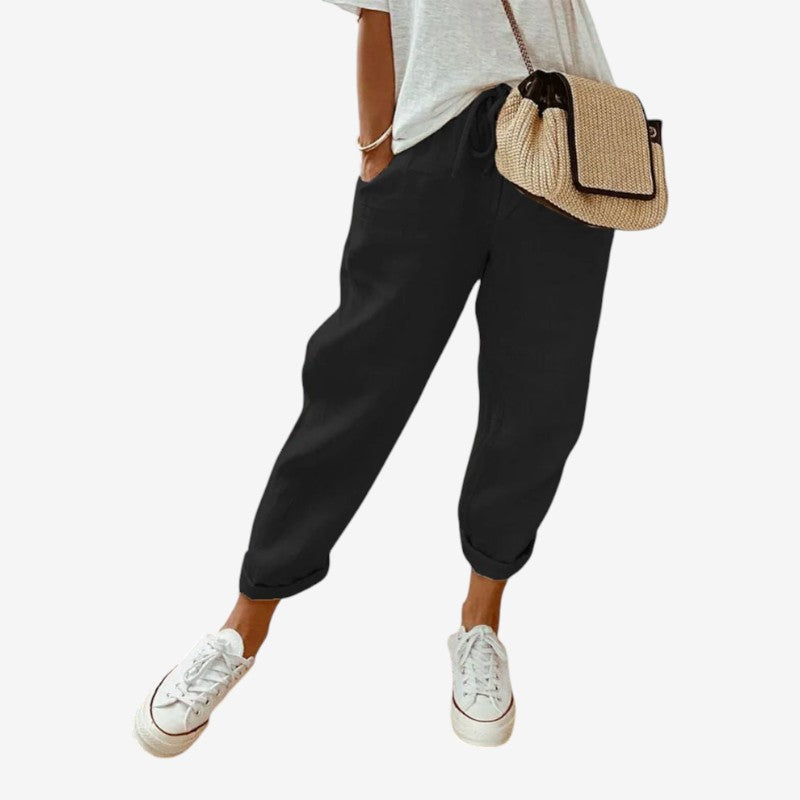 Women’s Striped Trousers with Drawstring
