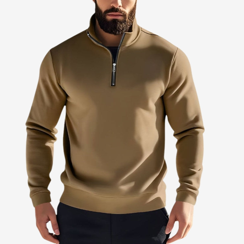 Logan – Long Sleeved Sweater with Round Neck and Zipper Design