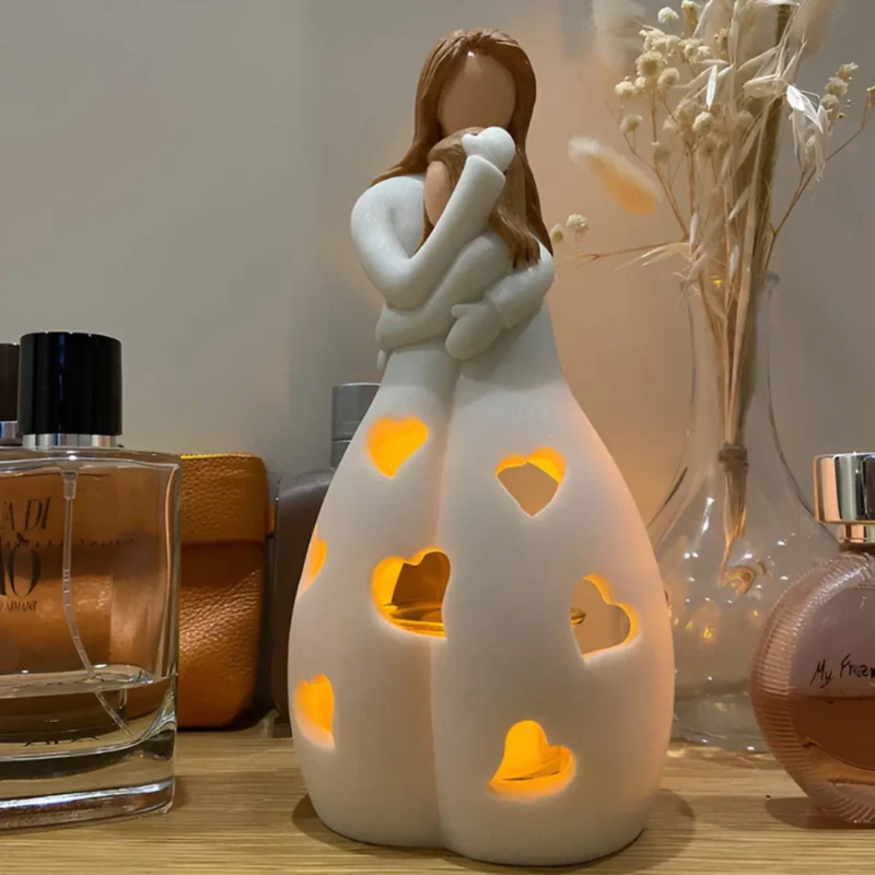 Mother and Daughter Candle Holder Statue