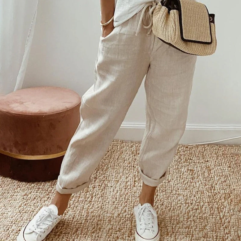 Women’s Striped Trousers with Drawstring