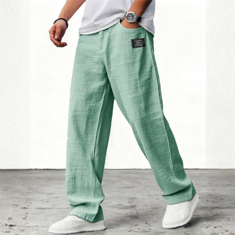 Men's Casual Wide Leg Trousers with Pockets