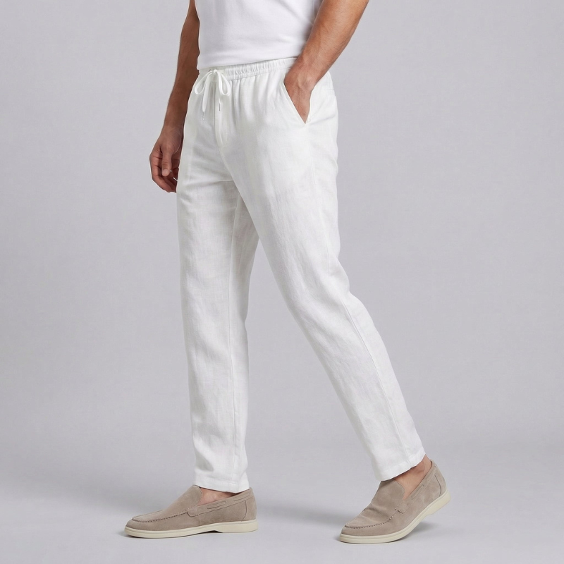 Men's Wide Leg Trousers with Drawstring Waist