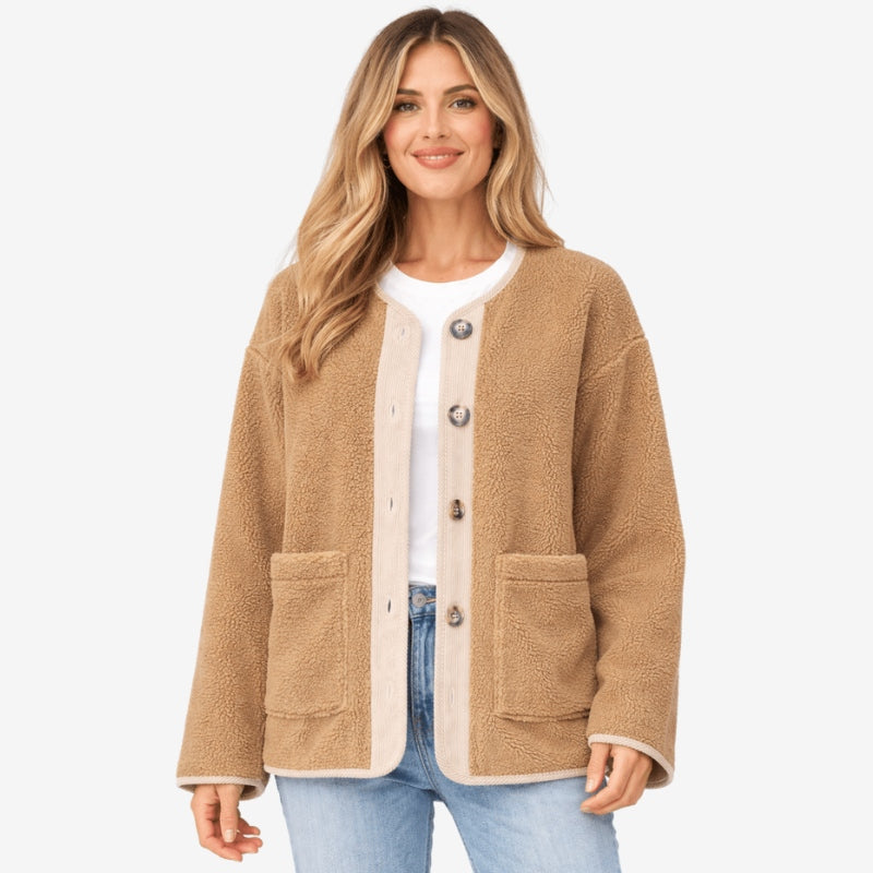 Bethany – Long Sleeve Round Neck Jacket With Buttons