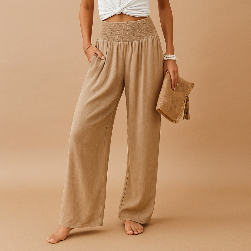 Elastic Waist Wide Leg Trousers for Women