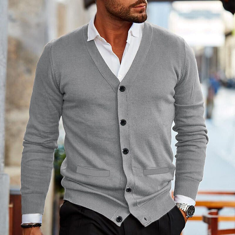 Men V-Neck Button Front Cardigan