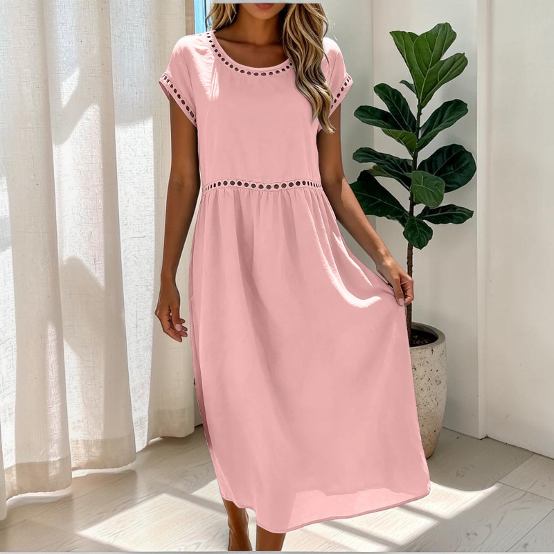 Elegant Women's Crew Neck Maxi Dress
