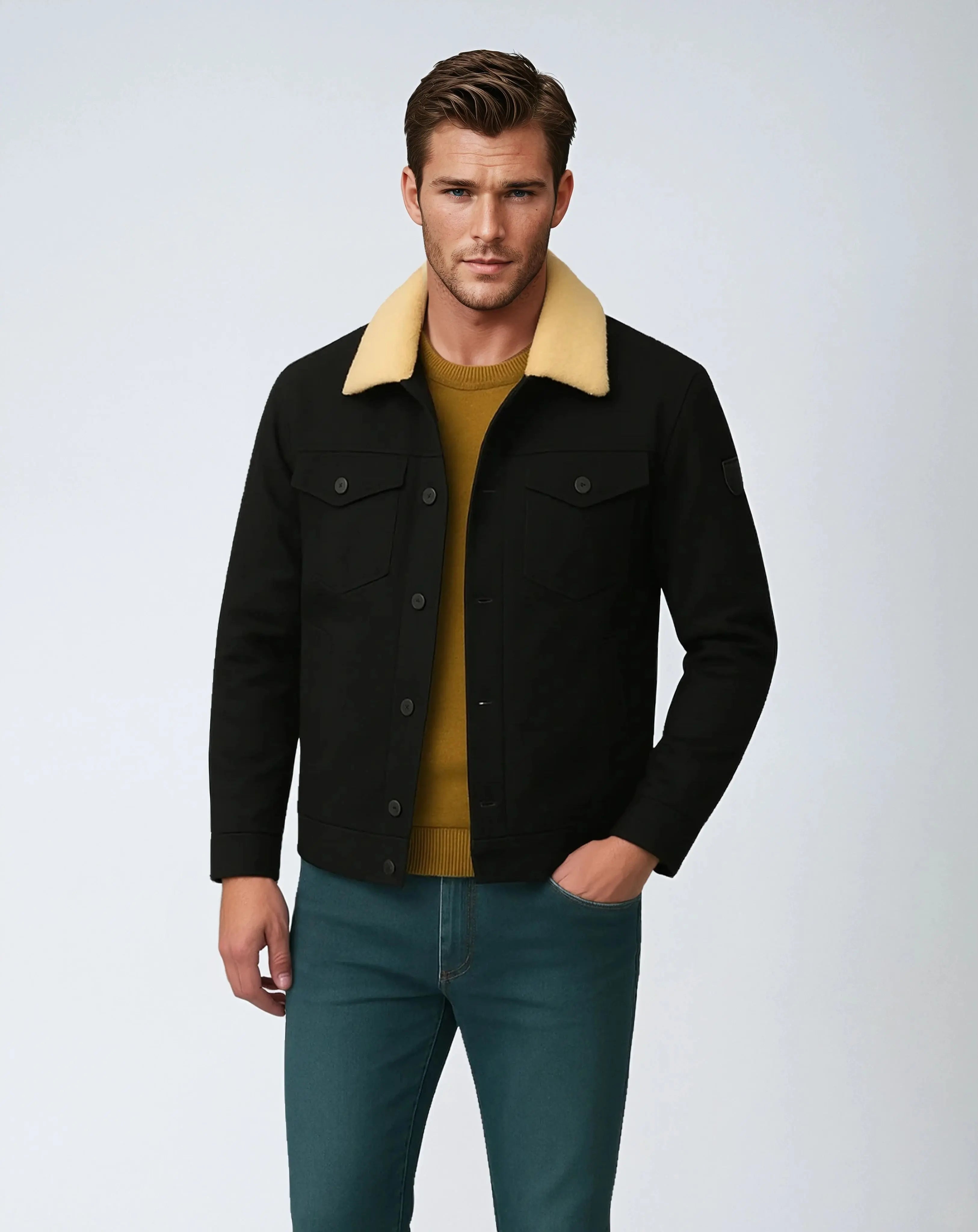 Polyester Bomberjack Met Knoopsluiting-Jackets-Velani-Velani