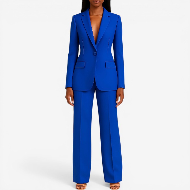 Women's Slim-Fit Blazer with Long Sleeve Pants Suit Set