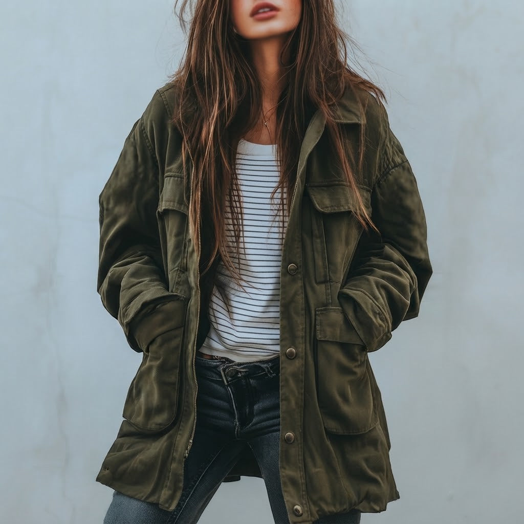 Placket - Women's Utility Coat with Zip Closure