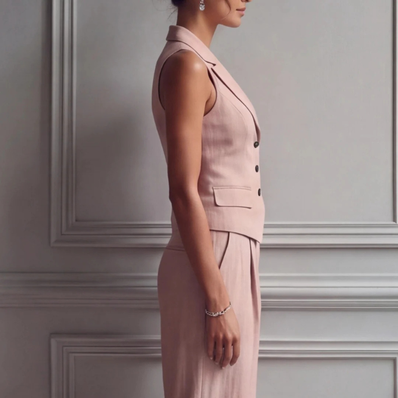 Ladies' Chic Sleeveless Vest and Wide Leg Pants Set
