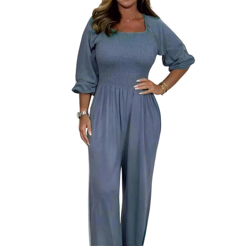 Luisa – Jumpsuit met Lange Mouwen en Wijde Pijpen Velani