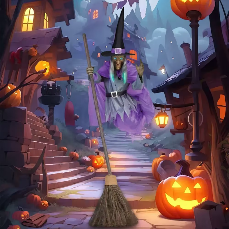Animated Flying Witch Halloween Decoration