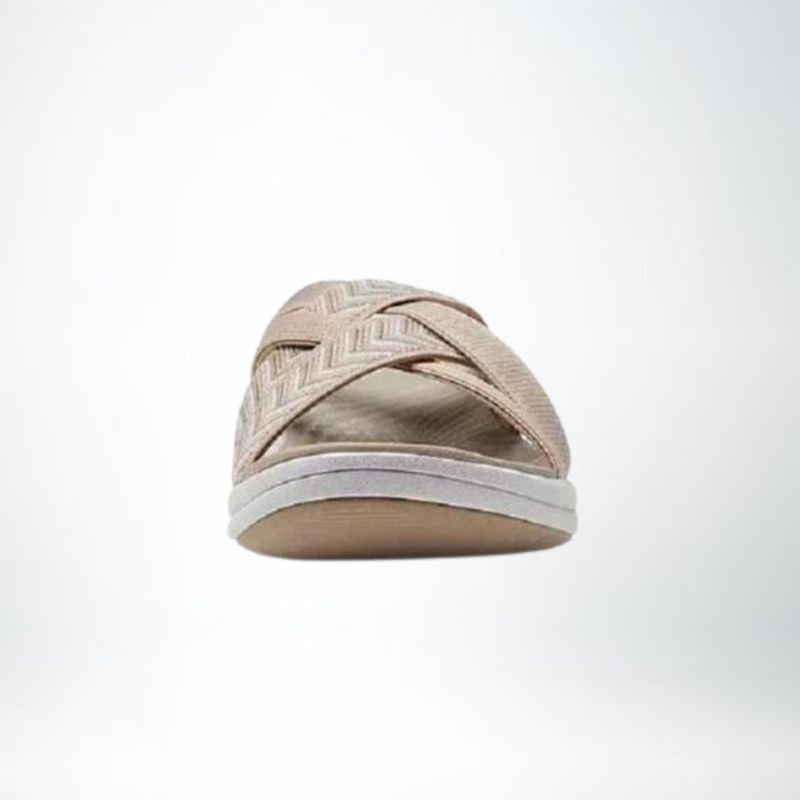 Nora – Dikke Slippers met Brede Kruisband en Open Teen Velani