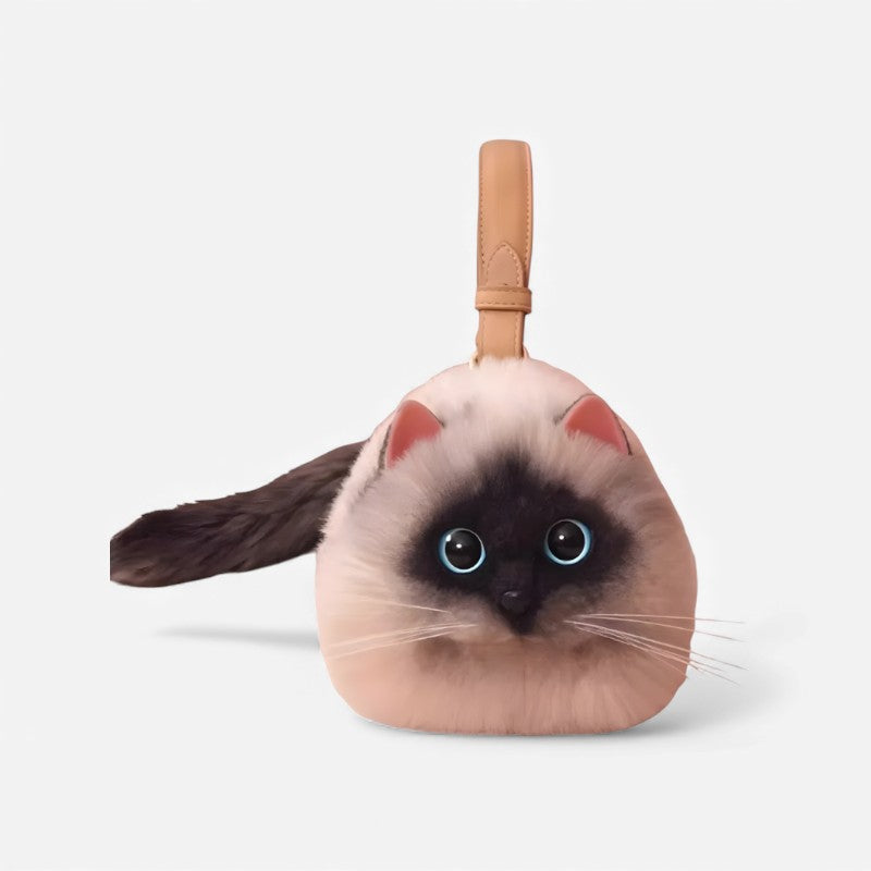 FelineAura – Decorative Handbag with Cat Sculpture Design
