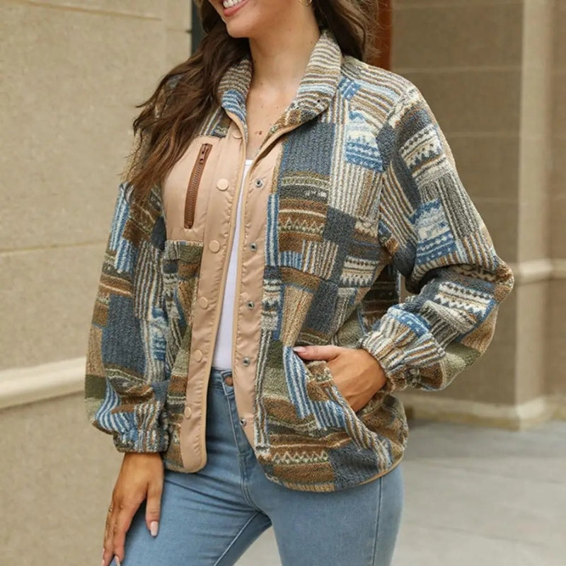 Ava – Long Sleeve Jacket With Zipper Pocket And Button Closure