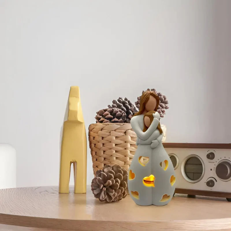 Mother and Daughter Candle Holder Statue