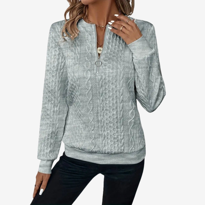 Mira – Suéter de manga larga con dobladillo acanalado y cuello redondo