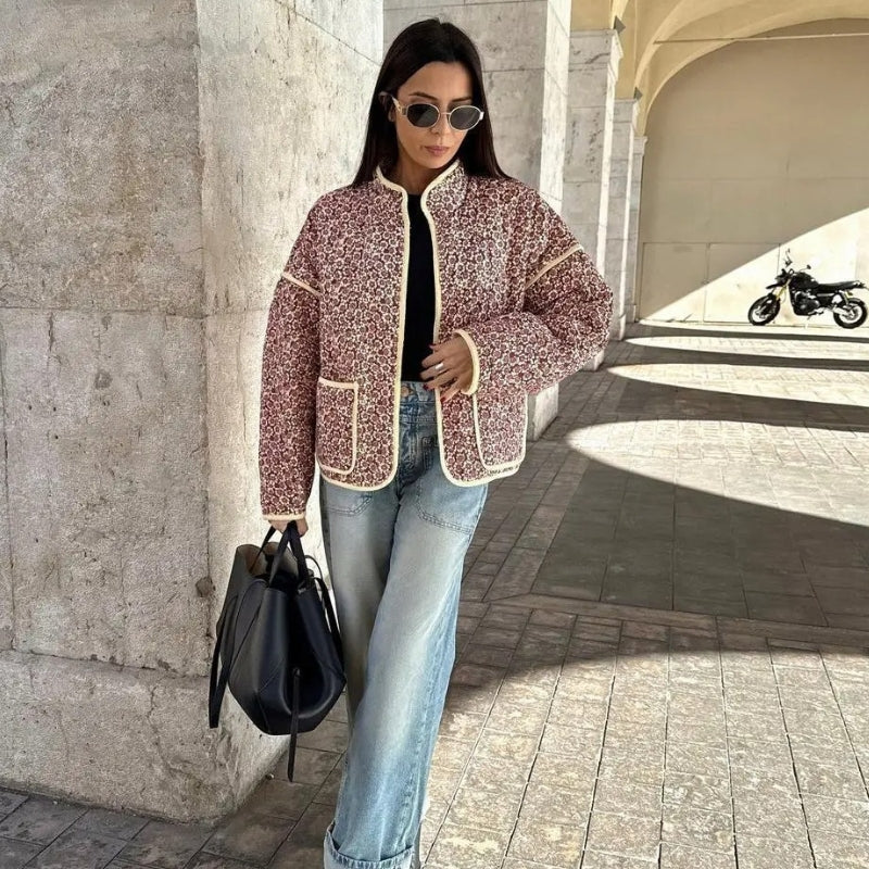 Olivia – Long Sleeve Jacket with Floral Print and Pockets