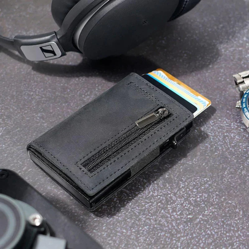 Lucas – Slanke RFID Blocking Portemonnee met Snelle Kaarttoegang en Ritsvak Velani