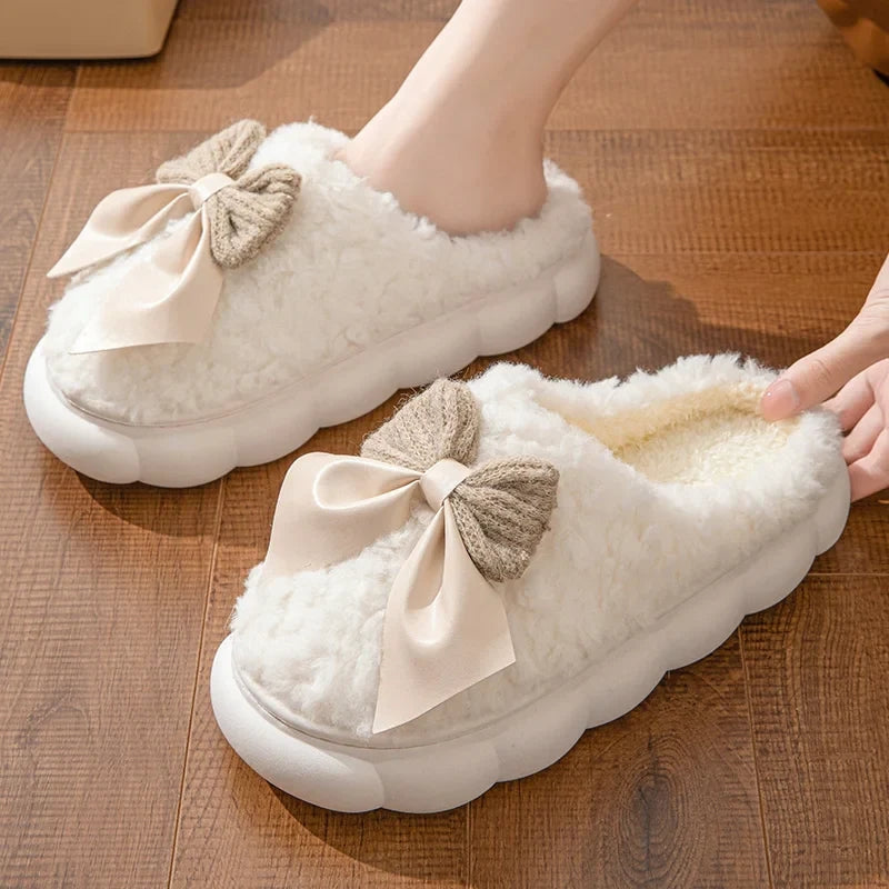 Emma – Round Toe Fur Slippers with Thick Sole and Plush Lining