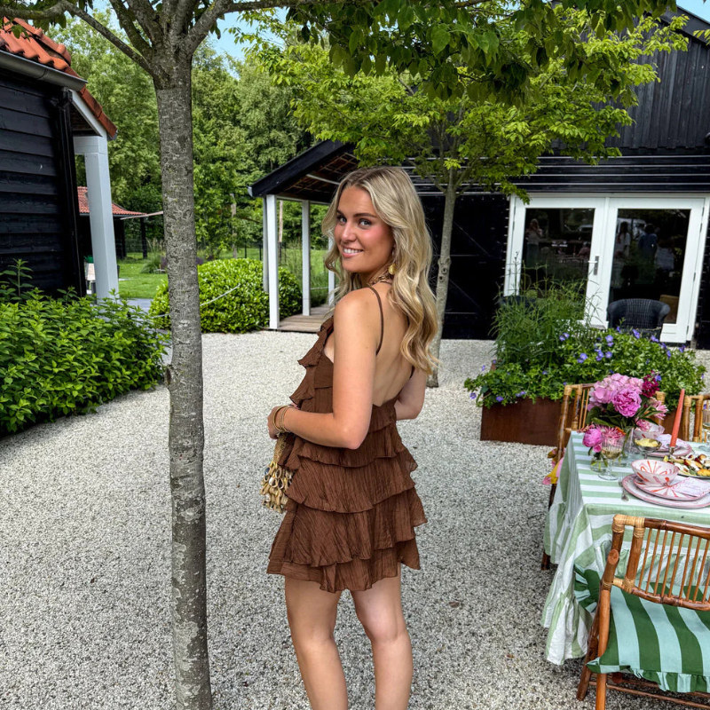Asymmetrical Mini Dress with Layered Ruffles