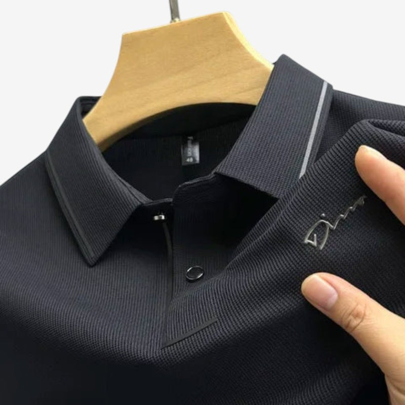 Aaron - Printed Short Sleeve Polo Shirt With Button Collar