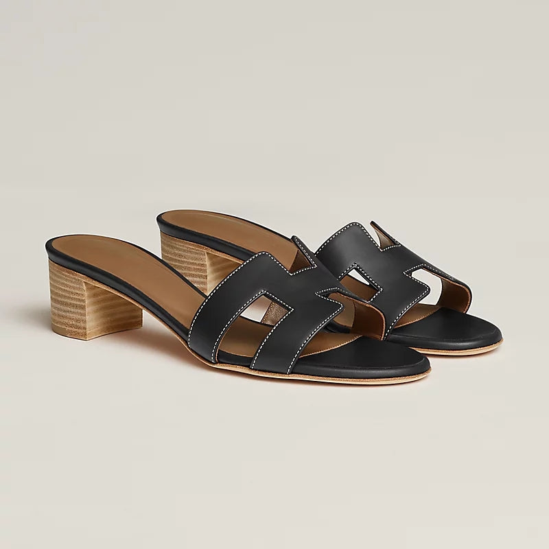 Isabella – Mid High Heel Sandals with Open Toe And Slip-On
