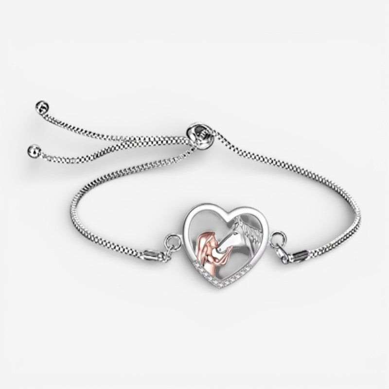 Heart Pendant Necklace with Horse Head Design