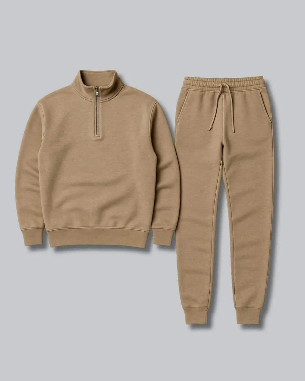 Katoenen Joggingpak Met Trui Met Halve Rits-Suits-Velani-Bruin-S-Velani