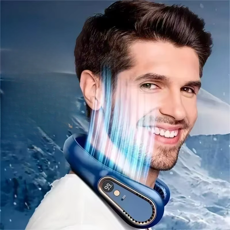 Wearable Neck Fan with Digital Display