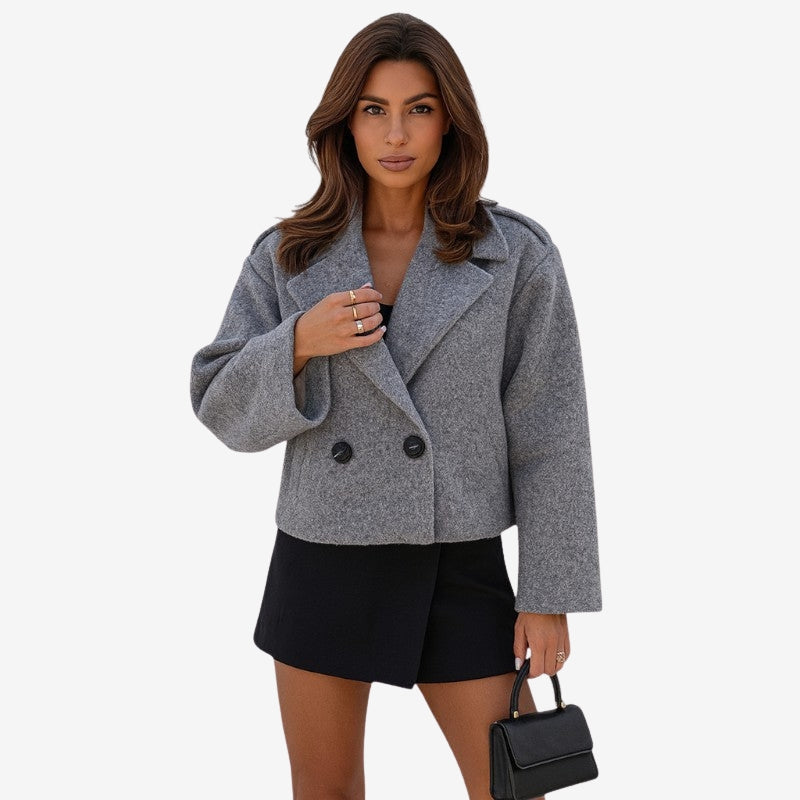 Alina – Chaqueta de manga larga con cierre de botones y cuello con muesca 