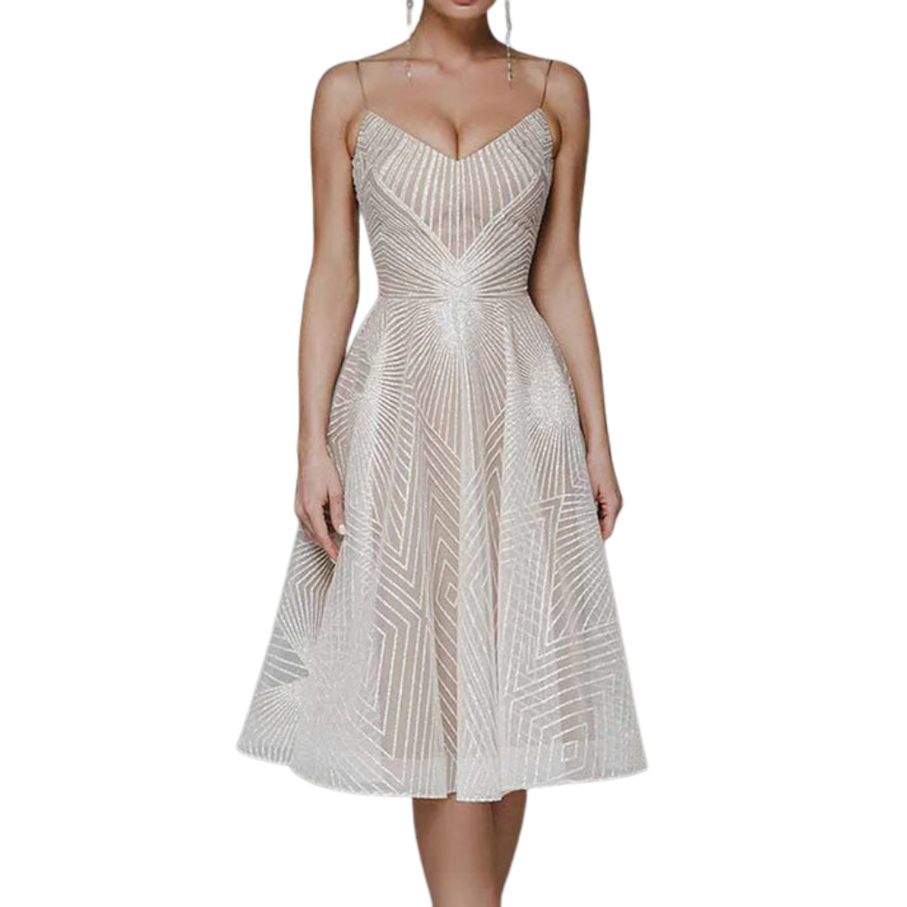 Lina – Mouwloze Jurk met V-hals en Spaghettibandjes Velani