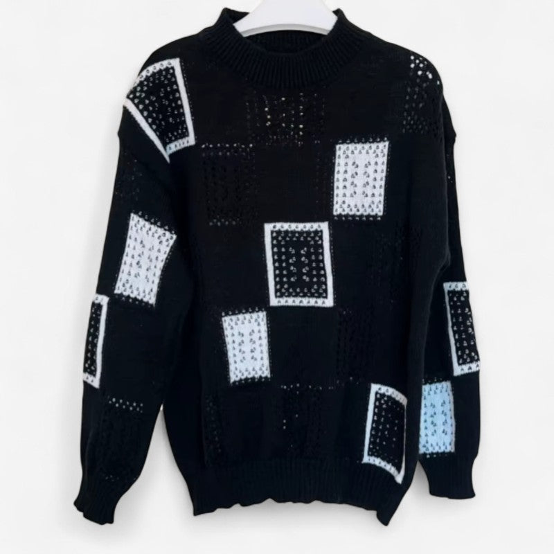 Claire – Losvallende Bedrukte Trui met Ronde Hals Velani