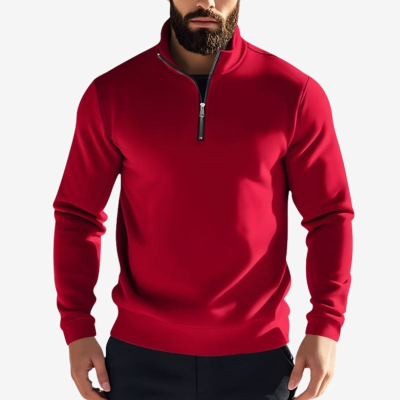Logan – Long Sleeved Sweater with Round Neck and Zipper Design