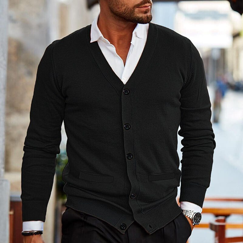 Men V-Neck Button Front Cardigan