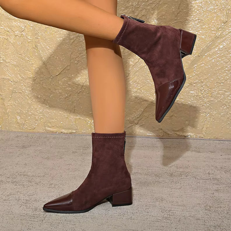 Elegant Pointed Toe Ankle Boots with Block Heel