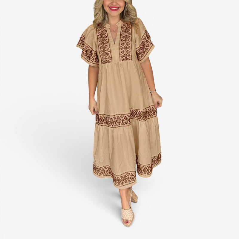 Women’s Midi Dress V Neck Loose Fit