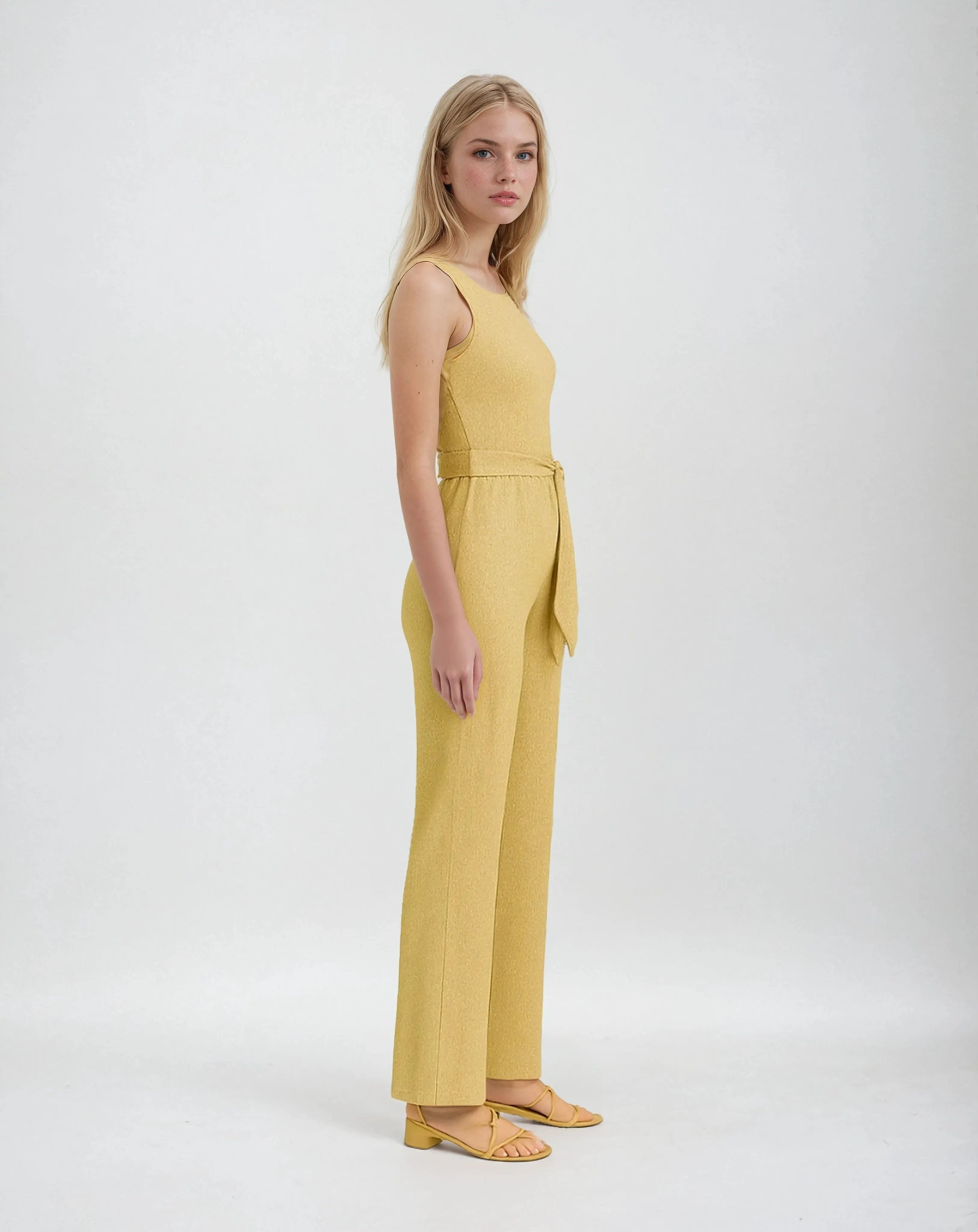 Polyester Jumpsuit Met Glitterdesign En Tailleband-Jumpsuits-Velani-Velani