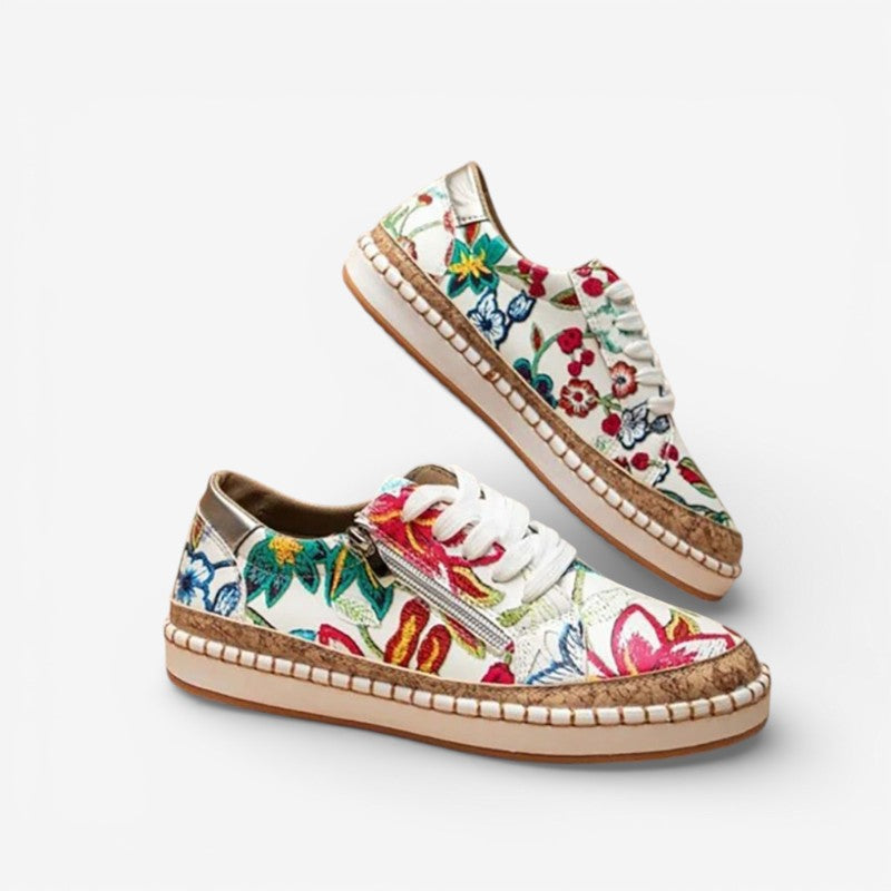 Clara – Floral Printed Loafers With Adjustable Laces Design