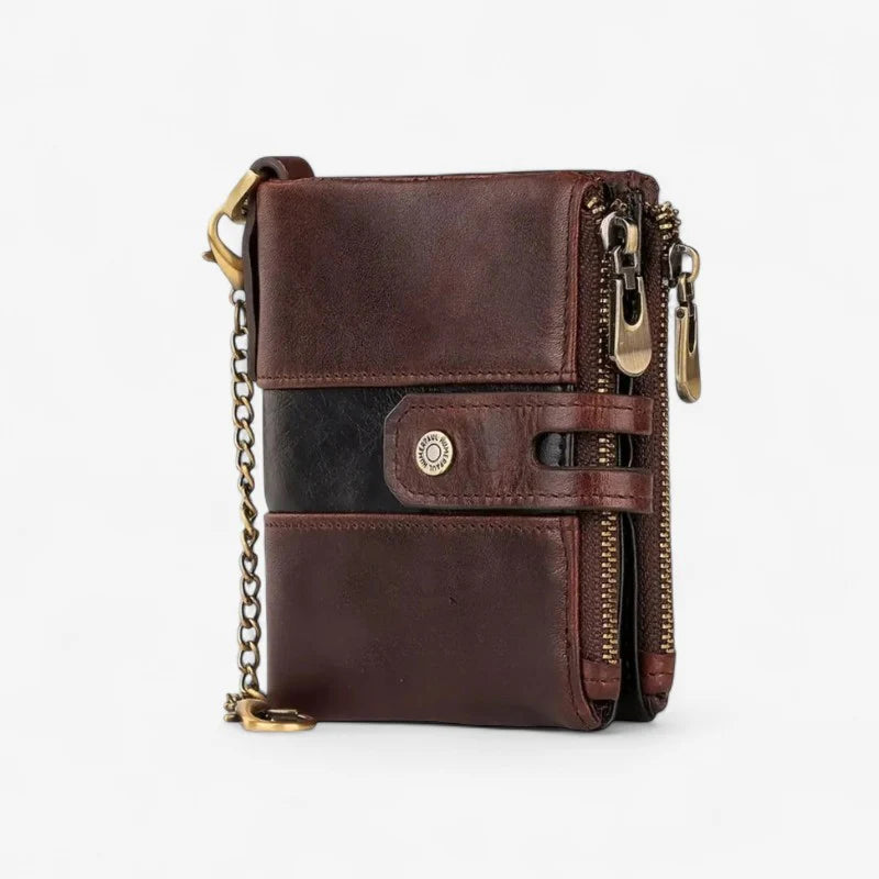 Wouter – Portemonnee met Kettingband en Dubbele Ritssluitingen Velani