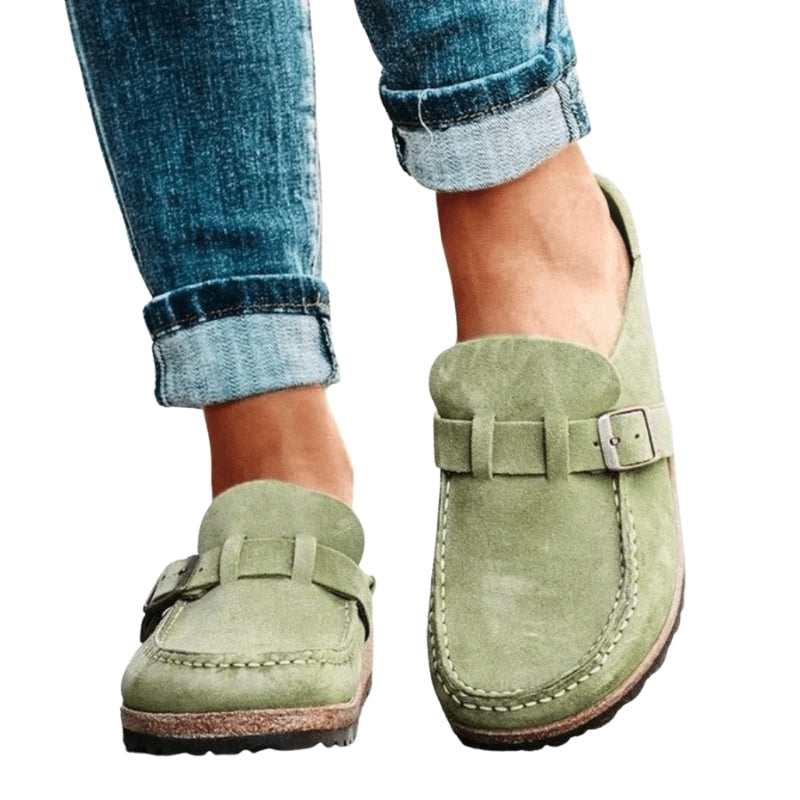 Anna – Platte Schoenen met Open Hak en Verstelbare Gesp Velani