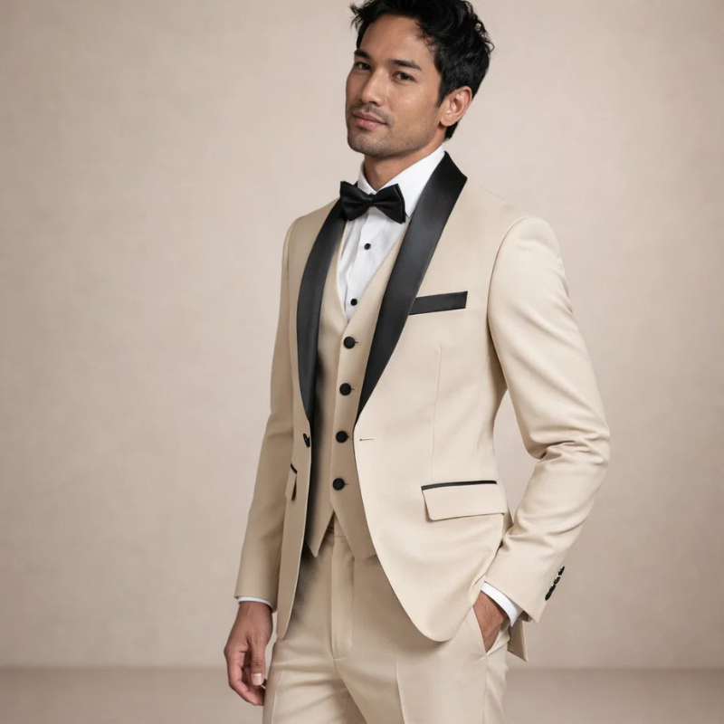 Men's Slim Fit Blazer and Straight Leg Trousers Set