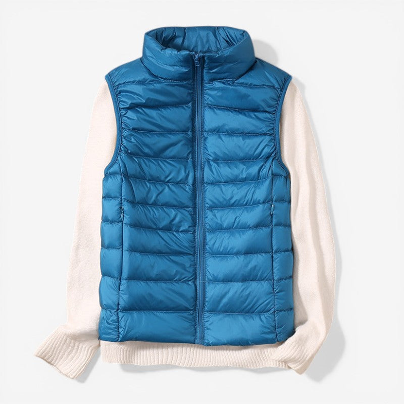 Women Sleeveless Vest With Zip Front