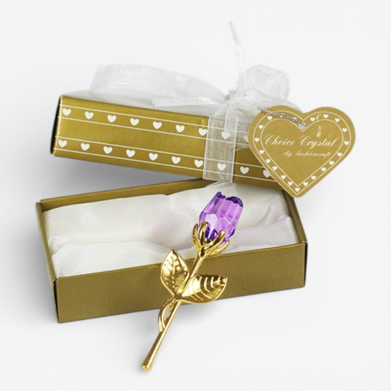 Decorative Crystal Gift Box with Heart and Rose